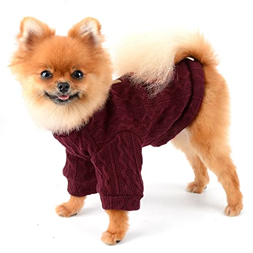 PAIDEFUL Jersey Cálido de Punto para Perros Suéteres de Chihuahua Jersey de Tejido de Orejas de Trigo a la Moda Ropa de Invierno para Cachorros Mascotas Pequeñas Gatos Otoño Clima Frío Rojo S