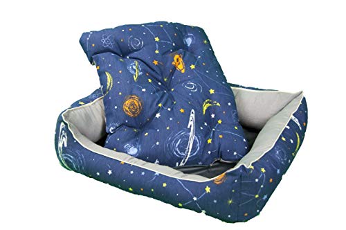 Palets Talavera SL  - Cama para Perros y Gatos, Sofá para Perros/Gatos, Cesta para Perros/Gatos con Cojín Estampado Galaxia - Medida: 45 * 35 * 20 cm (M)