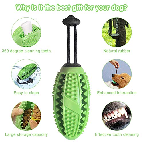 Palo de Cepillo de Dientes, dispensador de golosinas de Bola para el Cuidado Dental de los Perros Cachorros, Juguete para Masticar, Caucho Natural no tóxico para Perros pequeños y medianos (Verde)