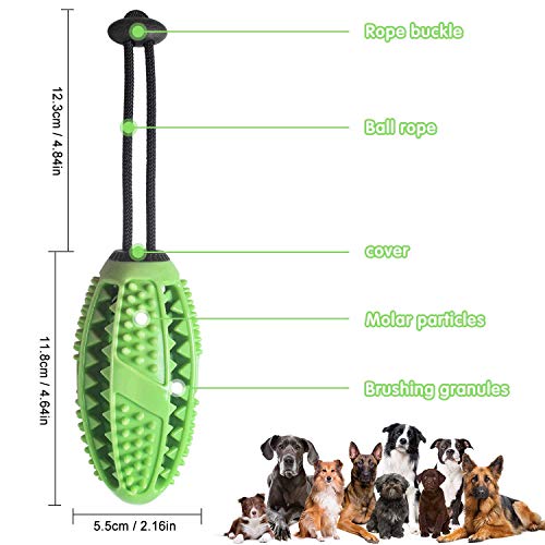 Palo de Cepillo de Dientes, dispensador de golosinas de Bola para el Cuidado Dental de los Perros Cachorros, Juguete para Masticar, Caucho Natural no tóxico para Perros pequeños y medianos (Verde)