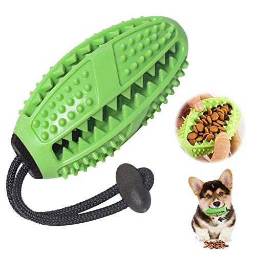 Palo de Cepillo de Dientes, dispensador de golosinas de Bola para el Cuidado Dental de los Perros Cachorros, Juguete para Masticar, Caucho Natural no tóxico para Perros pequeños y medianos (Verde)