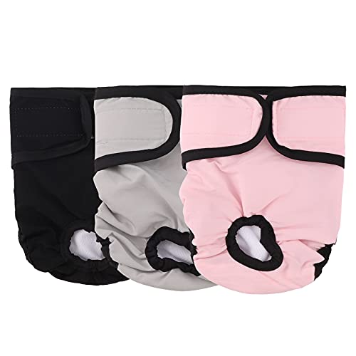 Pañales Lavables para Perros,3 Pcs Pañales para Perros Pañales Ajustables para Perros Pañales Reutilizables para Perras Pantalones de Pañales para Perros para Varios Tipos de Perros Domésticos S