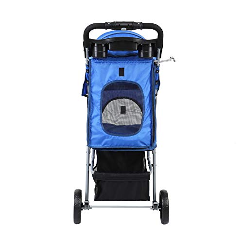 Paneltech Cochecito Plegable Mascotas Cochecitos Perros Carrito de Perro 4 Ruedas Plegable Carro Gatos Mascotas (Azul)