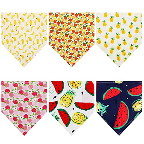 Pañuelos para Perros 6 Pañuelos de Bandanas de Perros de Triangular, Algodón Verano Bufanda de Perro con Estampado de Frutas para Perros Medianos y Grandes, Cachorros