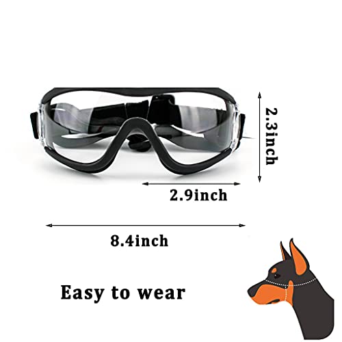 PAPIEEED Gafas de sol impermeables para mascotas, resistentes a los rayos UV, resistentes a la nieve, resistentes al viento, con correa ajustable para perros medianos y grandes