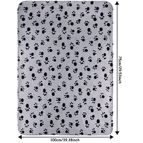 Paquete de 3 Mantas para Mascotas, Funda con Estampado de Patas de Gatito, Manta Suave y Cálida para Animales, Cojín para Perros,Caqui, Negro y Gris, 100 x 70 cm