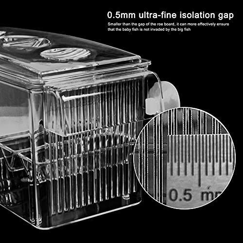 Parideras para Peces, 4 in 1 Paridera Flotante con Tapa, Gran Capacidad Granja de Cría de Peces de Acuario, Transparente Caja de Aislamiento de Peces con Ventosas, 27 x 11.5cm