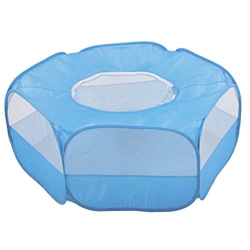 Parque para animales pequeños, portátil, transparente, para mascotas, jaula para mascotas, tienda, impermeable, pequeña jaula para mascotas, cerca con cubierta superior, anti-escape para(AZUL)