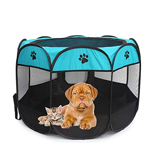 Parque para Perros, Parque Mascota de Juego Entrenamiento Dormitorio Perro Gato Conejo Octágono Lavable Durable, Recinto Plegable Parque Perro, Jaula Octagonal Desmontable 720 * 720 * 450 mm