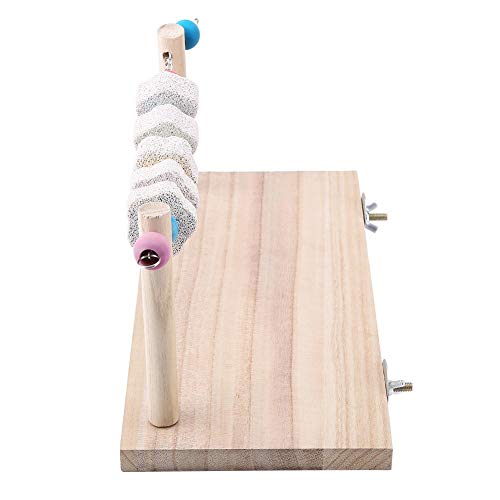 Parrot Standing Platform Toys, Pet Birds Cuidado de los Dientes Mineral Stone Chew Molar Toy Cockatiels Periquitos Soporte de Madera Perca Percha Loro Hámster Columpio de Animales pequeños Trampolín