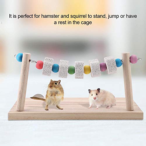 Parrot Standing Platform Toys, Pet Birds Cuidado de los Dientes Mineral Stone Chew Molar Toy Cockatiels Periquitos Soporte de Madera Perca Percha Loro Hámster Columpio de Animales pequeños Trampolín