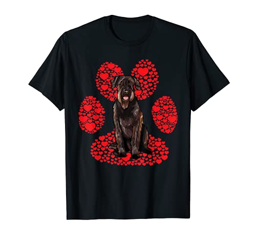 Pata De Amor Día San Valentín Schnauzer Gigante Camiseta