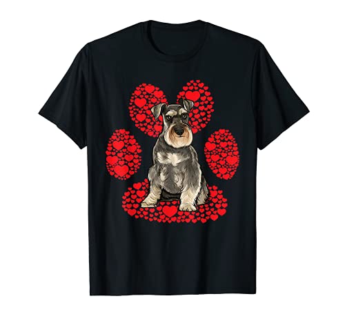 Pata De Amor Día San Valentín Schnauzer Miniatura Camiseta