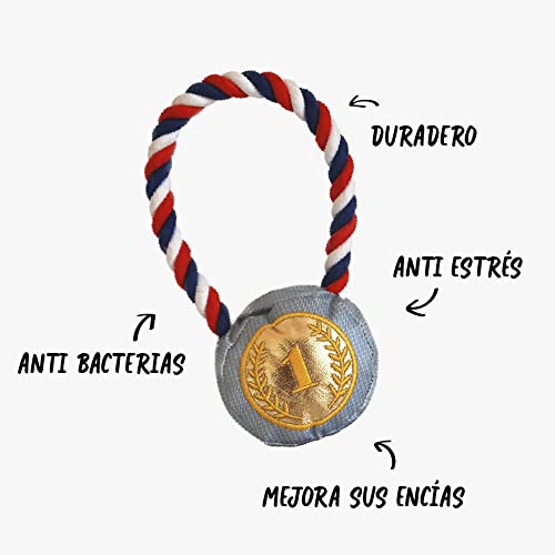 PATAS BOX - Medalla de Oro - Talla M y L - Peluche para Perro - Mordedor para Perros de Todas Las Edades - Fabricado con Poliéster - Tecnología Silvershield - Repele los Malos Olores