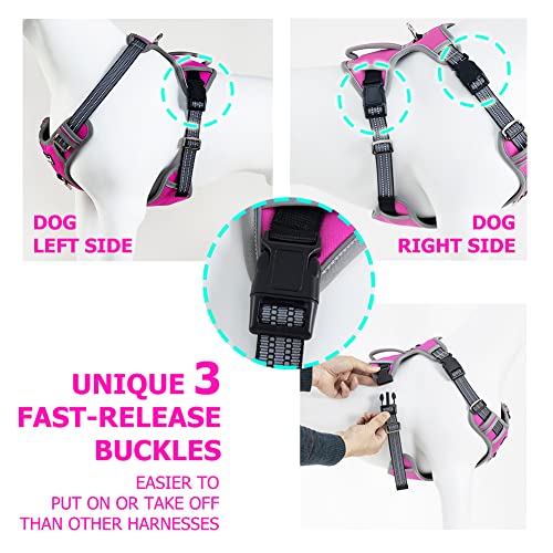 Pattepoint Arnés Perros para Caminar, Easy Walk Arnes Perro, Chaleco Ajustable para Mascotas con Asa, Arnes Perro antitirones para Perros Medianos Arnes Perro Grande Rosado - L