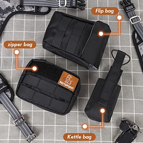 Pattepoint Mochila de Accesorios Adicional Dog Harness Bag para Sistema MOLLE, para Arnés Táctico para Perros, Bolsas Laterales para Arnés Perros Grandes - Negro