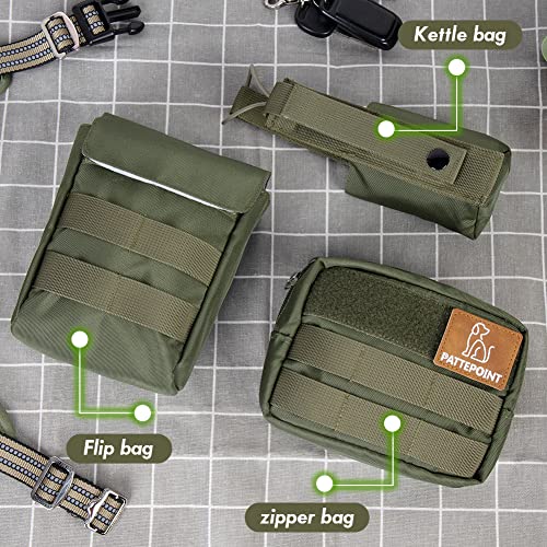 Pattepoint Mochila de Accesorios Adicional Dog Harness Bag para Sistema MOLLE, para Arnés Táctico para Perros, Bolsas Laterales para Arnés Perros Grandes - Verde