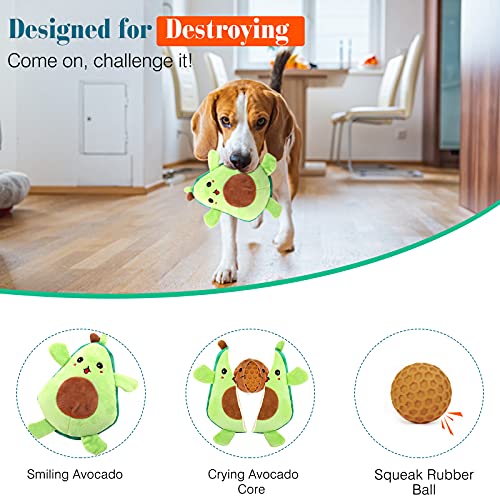 Pawaboo Dos en Uno Juguete Interactivo para Mascotas, Juguete para Dentición del Perro Chillón, Juguete de Peluche de Aguacate, Especialmente Diseñado para Perros Pequeños y Pedianos - Verde