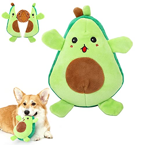 Pawaboo Dos en Uno Juguete Interactivo para Mascotas, Juguete para Dentición del Perro Chillón, Juguete de Peluche de Aguacate, Especialmente Diseñado para Perros Pequeños y Pedianos - Verde