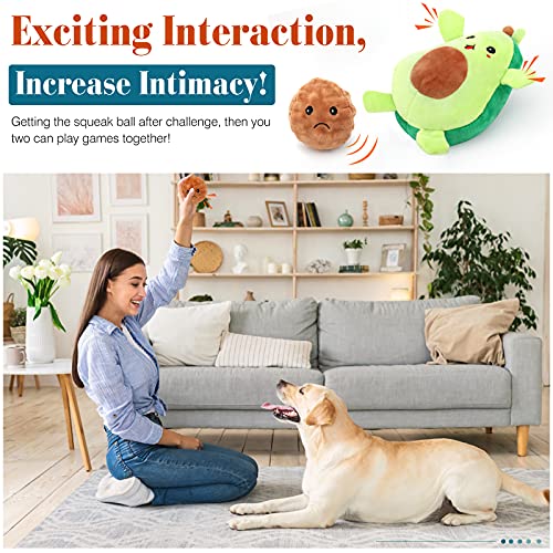 Pawaboo Dos en Uno Juguete Interactivo para Mascotas, Juguete para Dentición del Perro Chillón, Juguete de Peluche de Aguacate, Especialmente Diseñado para Perros Pequeños y Pedianos - Verde