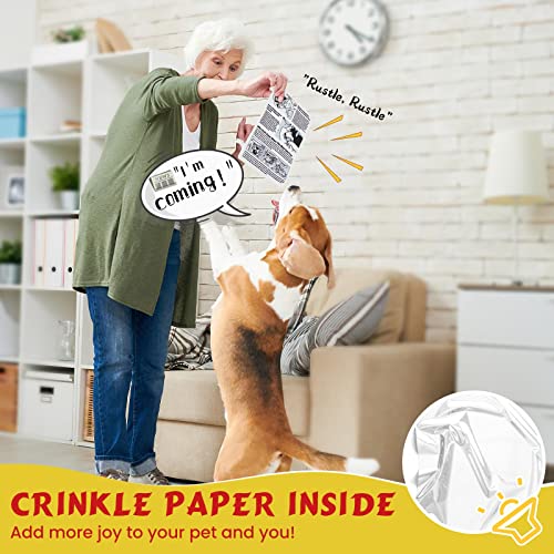 Pawaboo Juguete de Periódico para Perros, 2 PCS Juguetes Interactivos de Chirrido de Papel Arrugado con Sonido, Juguetes para Morder de Lona y PVC Seguro Lavable Resistencia al Desgarro para Cachorro