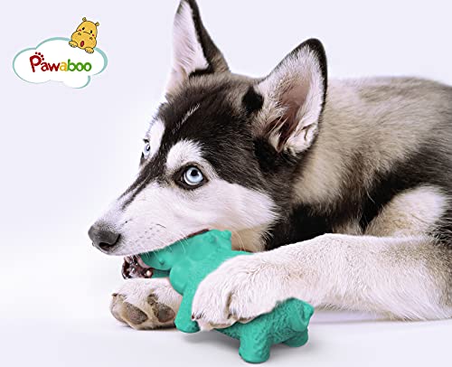 Pawaboo Juguete Masticable para Perros, Juguete Chillido para Cachorros con Forma de Hipopótamo, Herramienta para Limpiar Dientes de Caucho Natural para Perros Medios o Grandes - Azul de Lago