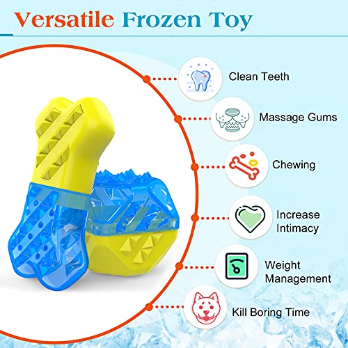 Pawaboo Juguete Molar Multifuncional para Mascota, Juguo de Refrigeración en Verano para Morder, Resistentes Juguetes Interactivos para Cachorro de Perros Pequeños Medianos - Azul y Amarillo