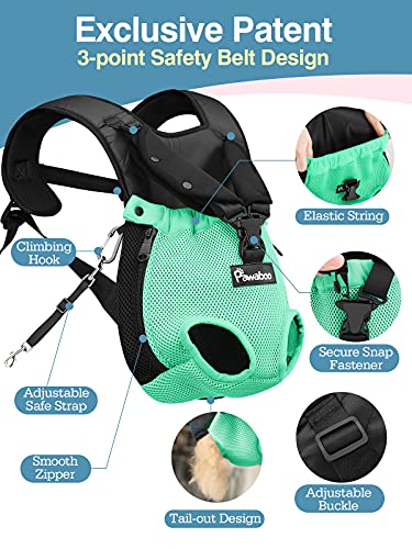 Pawaboo Mochila del Perro, Bolso para Mascotas, Adjustable Bolsa Delantera para Perro Pequeño, Bolsa de Transporte de Mascotas para Viajar/Senderismo-Talla M- Azul de Lago