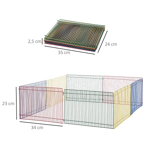 Pawhut Parque para Cachorros Plegable con 8 Paneles de 34x23 cm Valla Metálica Jaula para Mascotas Modular para Jardín Patio Interior y Exterior Multicolor