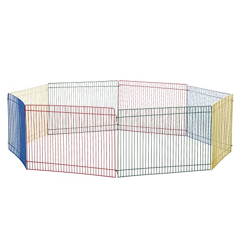 Pawhut Parque para Cachorros Plegable con 8 Paneles de 34x23 cm Valla Metálica Jaula para Mascotas Modular para Jardín Patio Interior y Exterior Multicolor