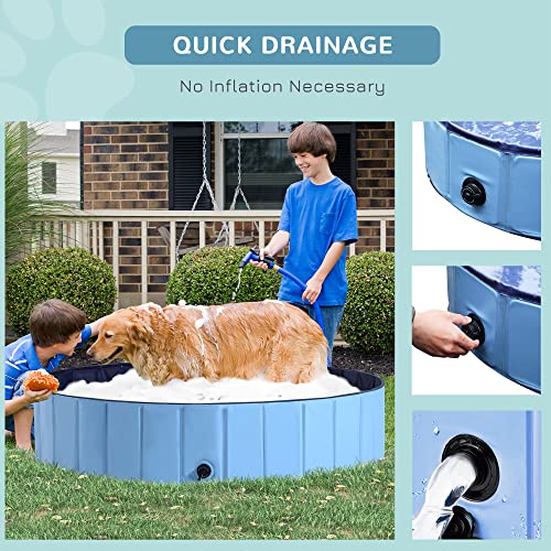 Pawhut - Piscina para Mascotas, Gatos, Perros, Gatos, Piscina, Interior y Exterior, baño de Verano Plegable (Φ140 x 30 cm), Color Azul