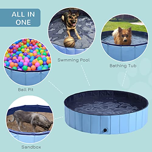 Pawhut - Piscina para Mascotas, Gatos, Perros, Gatos, Piscina, Interior y Exterior, baño de Verano Plegable (Φ140 x 30 cm), Color Azul