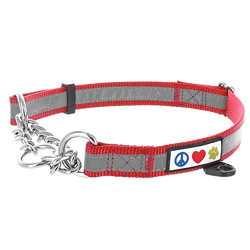 Pawtitas Collar de Perro de Cadena Martingale Reflectante Collar para obediencia Talla Mediana Color Rojo