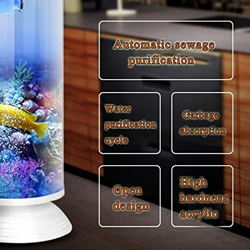 Pecera Cilíndrica Pequeña, Acuario Completamente Automático, Sin Cambio De Agua, Adecuado para La Sala De Estar De La Oficina En Casa, Pecera Dorada,25cmB