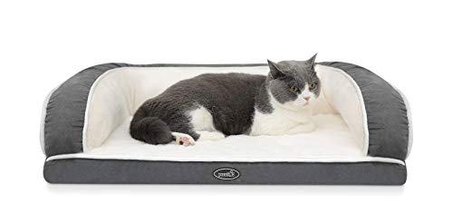 Pecute Cama Perro Ortopédica Colchón Perro Lavable Cama de Espuma viscoelástica para Perros con Funda Desenfundable Sofá Cama para Mascotas con Espuma De Caja De Huevos, Gris (S)