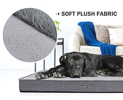 Pecute Cama Perros Ortopédica Colchón Perro Impermeable con Funda Desenfundable y Evestimiento Impermeable, Espuma Viscoelástica (M, Gris)