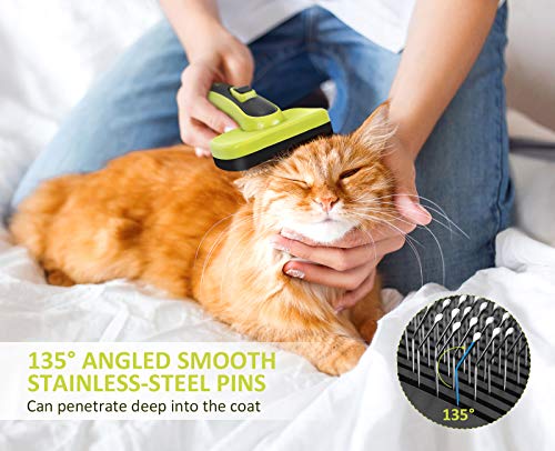 Pecute Cepillo Perros y Gatos Peine para Mascotas Quitar y Remover el Pelo Muerto Carda con Púas Flexible de Acero Inoxidable para Desenredar y Peinar a Mascotas, Reduce 95% de Pelo Suelto Cómodo