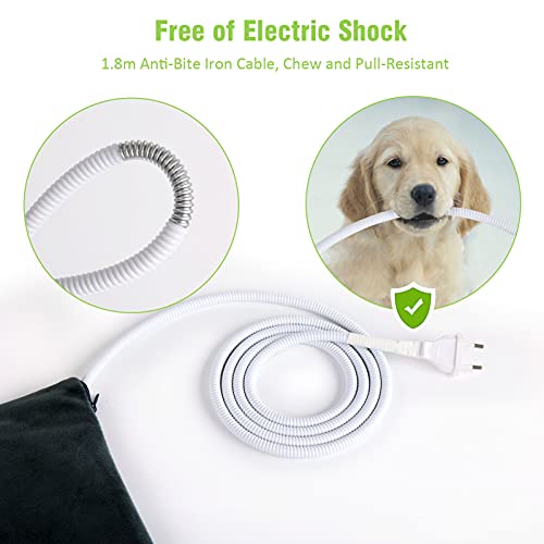 Pecute Manta Eléctrica para Perro Almohadilla térmica Mascotas, Temperatura Constante Automática 38-40°, Impermeable, Prevención de Incendios, Antichoque Anti-mordida, 2 Fundas de Tela Desmontables