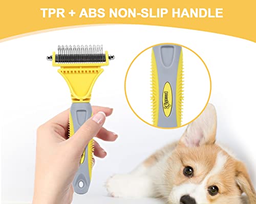 Pecute Peine Perro Mascotas Cepillo 2 en 1 de Limpieza Elimina Pelos Muertos y Desenreda los Nudos Reduce el 90% de la Pérdida de Cabello (amarillo)