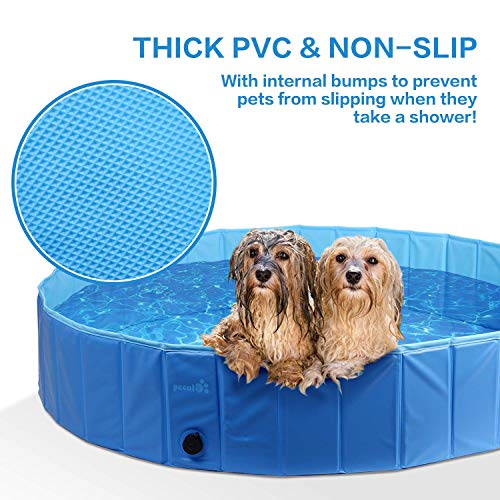 Pecute Piscina Perros y Gatos Bañera Plegable PVC Antideslizante y Resistente al Desgaste,Regalo: Adaptador de Salida de Agua, Adecuado para Interior Exterior al Aire(XL:160cm*30cm)