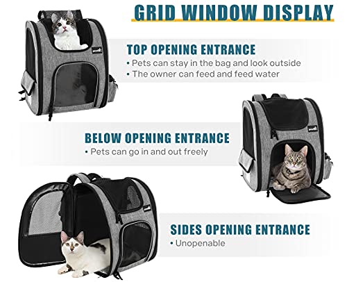 Pecute Transportin Mochila para Mascotas con Ventana de Malla, Bolsa portátil y Plegable para Gatos, Bolsa Transpirable y Ligera para Perros, Tela Oxford Impermeable con Gran Espacio Antideslizante