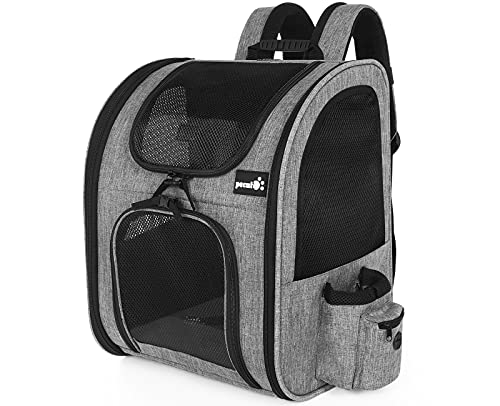 Pecute Transportin Mochila para Mascotas con Ventana de Malla, Bolsa portátil y Plegable para Gatos, Bolsa Transpirable y Ligera para Perros, Tela Oxford Impermeable con Gran Espacio Antideslizante