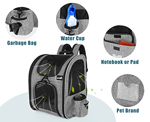 Pecute Transportin Mochila para Mascotas con Ventana de Malla, Bolsa portátil y Plegable para Gatos, Bolsa Transpirable y Ligera para Perros, Tela Oxford Impermeable con Gran Espacio Antideslizante