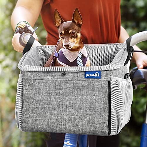 Pecute Transportin Perro Mochila Gato Cesta para Bicicleta 4 en 1 Plegable Lavable Bolsa de Transporte para Mascotas Asiento del Coche de Seguridad para Mascotas