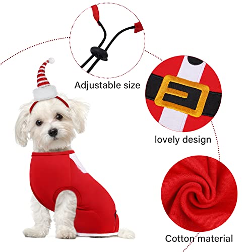 Pedgot Paquete de 2 camisas de Navidad sin mangas para perros con diademas de Navidad para mascotas, ropa de elfo y Papá Noel para Navidad, vacaciones, perro, gato, ropa de cosplay (pequeño)