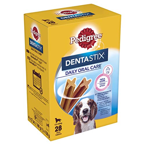 PEDIGREE Pack de 28 Dentastix de Uso Diario para La Limpieza Dental de Perros Medianos 784 g - Pack de 4