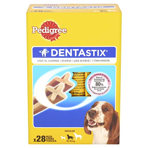 PEDIGREE Pack de 28 Dentastix de Uso Diario para La Limpieza Dental de Perros Medianos 784 g - Pack de 4