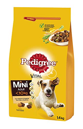 Pedigree Pienso para Perros Adultos Mini Sabor Pollo y Verduras (Pack de 6 x 1,4kg)