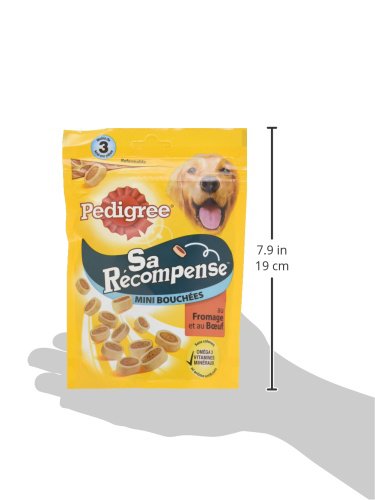 Pedigree Sa Récompense - Mini Bouchées au Bœuf et Fromage pour Chien, 6 Sachets de 140g de Friandises