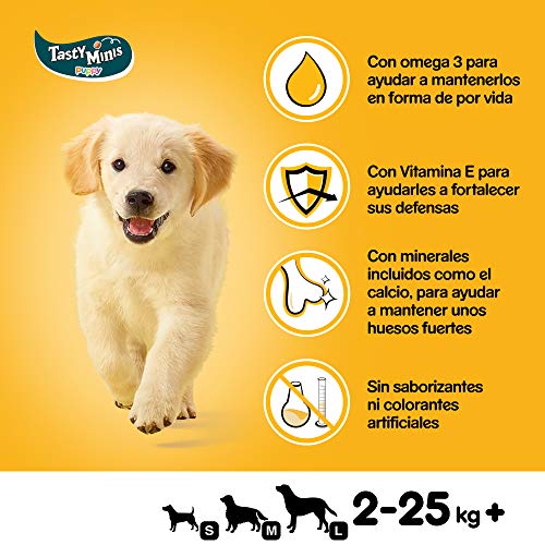 Pedigree Tasty Minis Premios para Perros Cachorros Sabor Pollo (Pack de 6 x 125g)